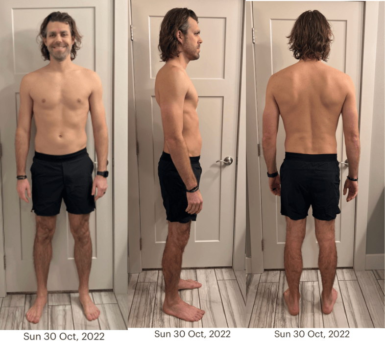 Danny's starting front, side and back photos dated October 30, 2022
