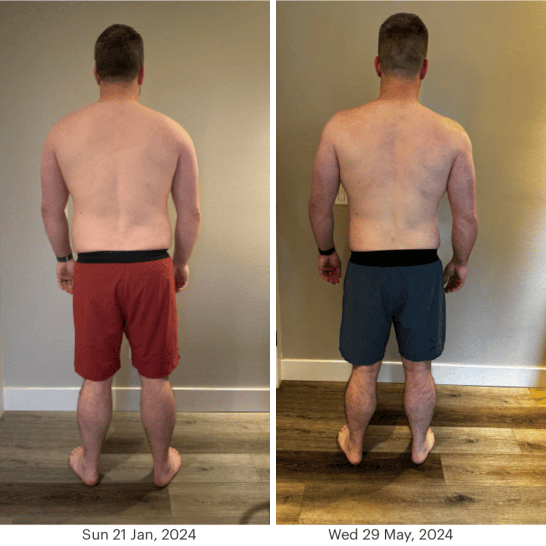 Marc's original back-view comparison from January 21 to May 29, 2024